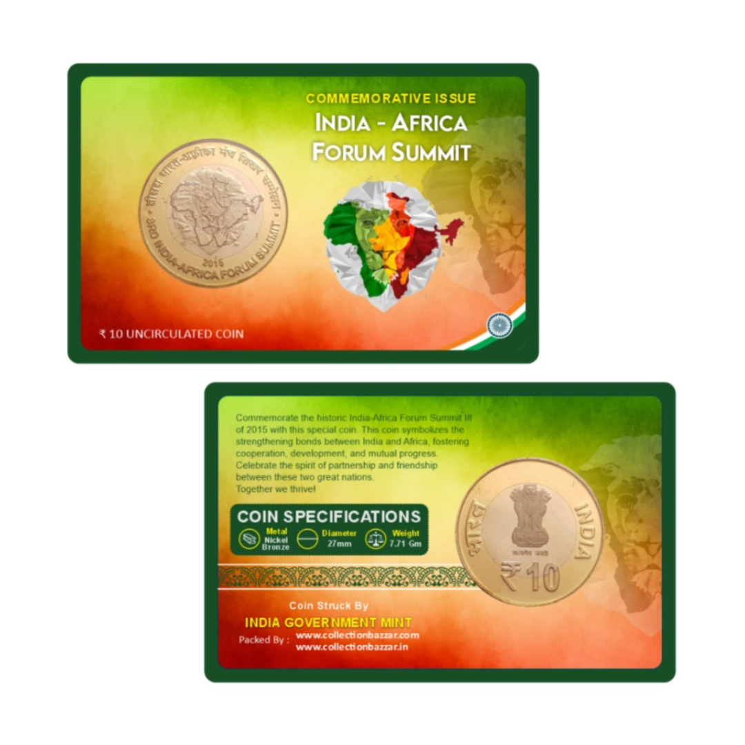 Rs 10 3rd India Africa Forum Summit Commemorative Coin set spl edition buy - Collection Bazzar