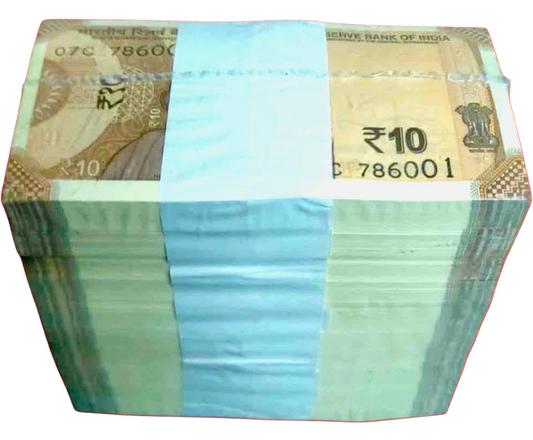 Rs 10 Note Rim | 786001 Fancy Serial Number | Full Bundle UNC Notes | Collectible Currency - Collection Bazzar