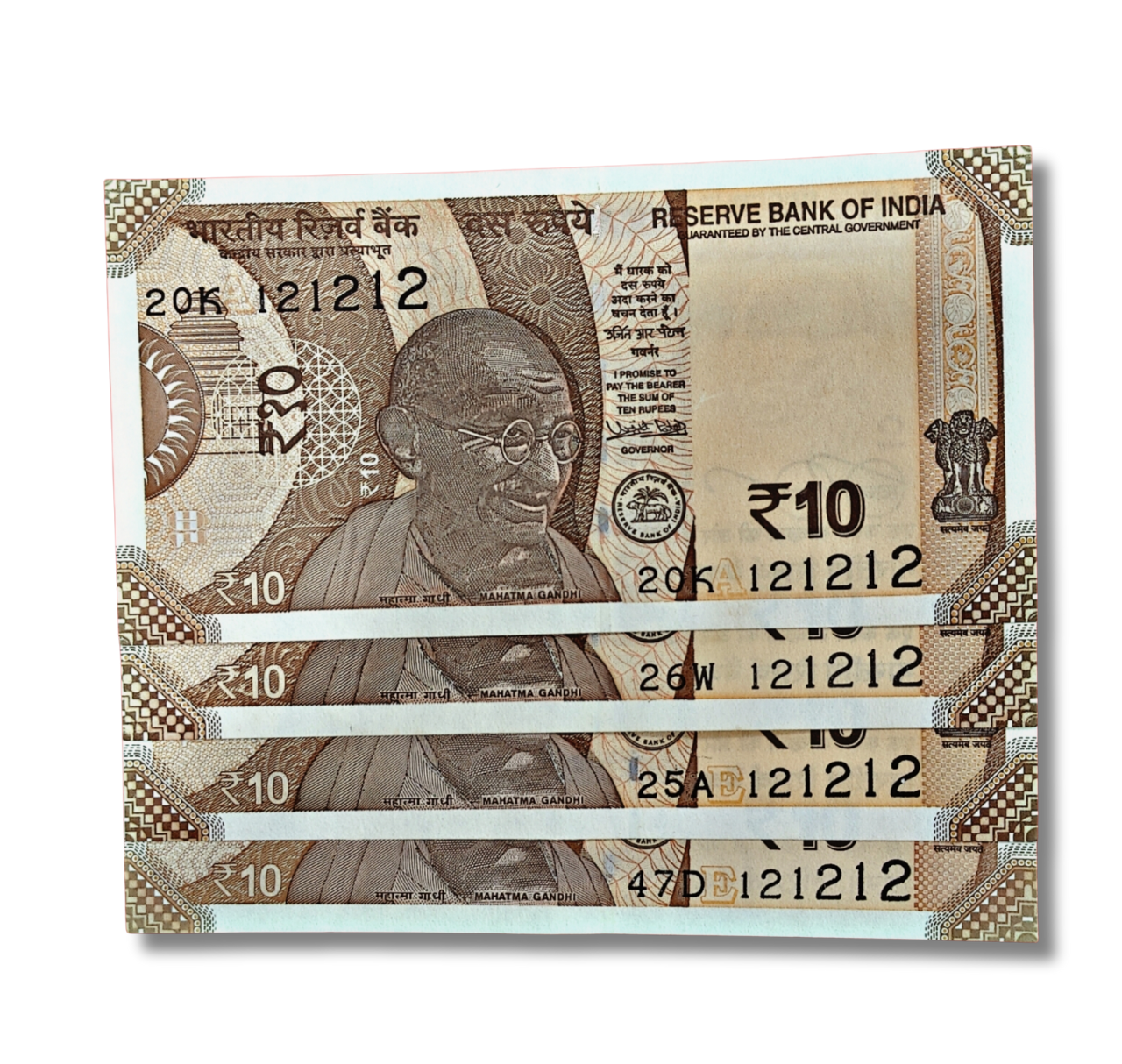 Rs 10 birthday anniversary date note 121212.12 dec.2012 each note price 500  gem unc condition - Collection Bazzar