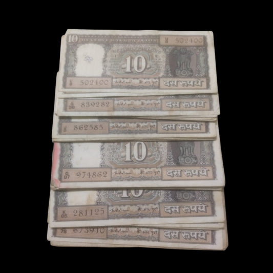Rs 10 Black Boat Governor K R Puri | 10 Note Lot | Rare Collectible - Collection Bazzar
