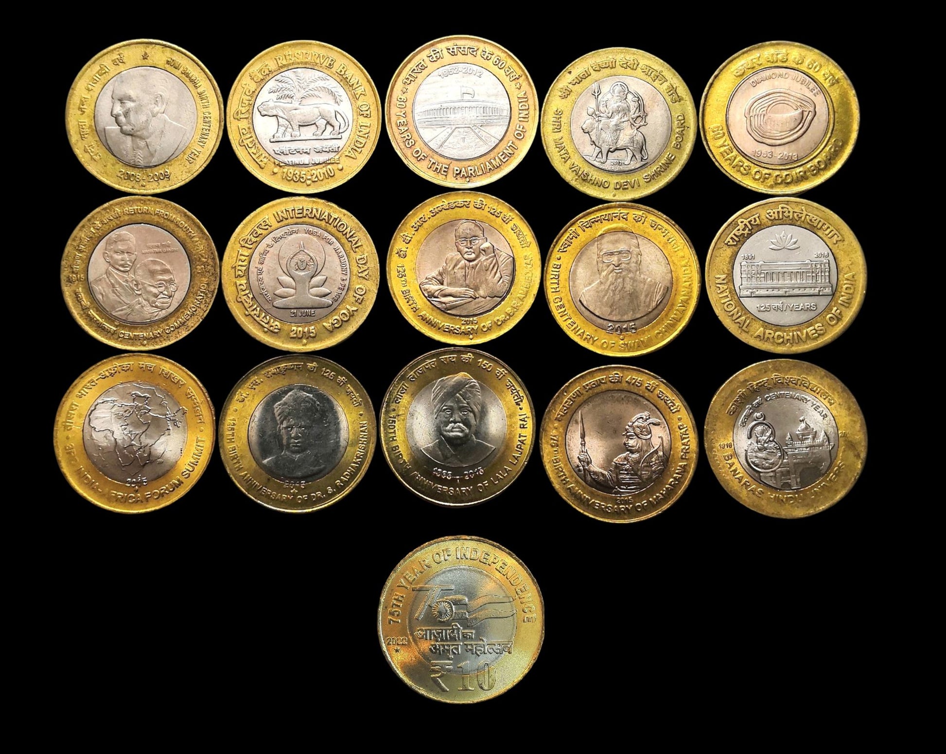 Rs 10 Commemorative Coins Set of 16 Lot Limited Stock