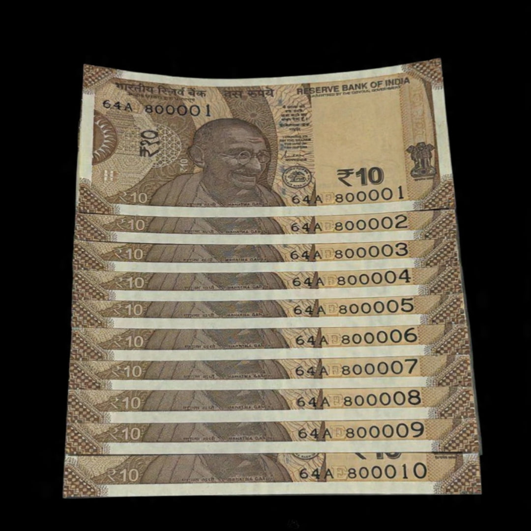 Rs 10 Consecutive Fancy Set 800001 to 800010 - Collection Bazzar