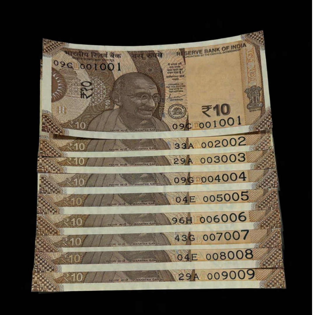 Rs 10 Doubling Number Complete Set 001001 to 009009 - Collection Bazzar