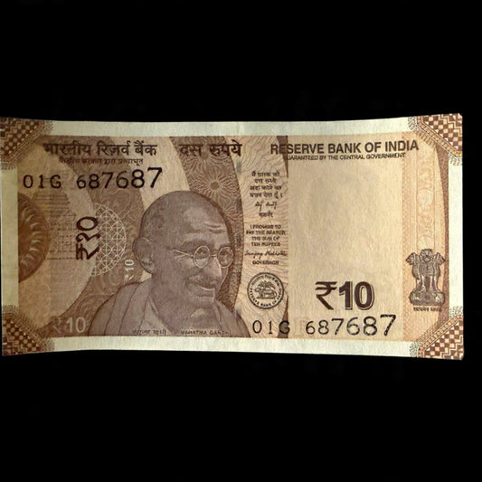 Rs 10 Fancy Number Note 687687 Double & Mirror 786786 rare - Collection Bazzar