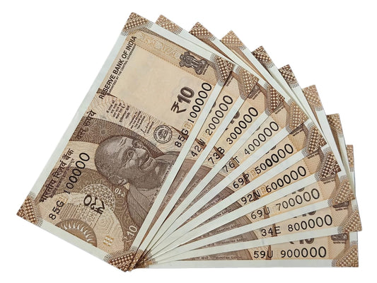 Rs 10 Fancy Number Note Set – Rare 7-Digit Series (100000 to 900000 | 1111111 to 1000000 | 1 Million Serial Collection | RBI Original UNC Notes) - Collection Bazzar