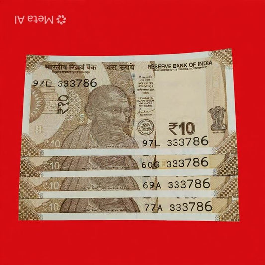 Rs 10 Notes Fancy Serial 333786 Ending Holy Bismillah No. Each Note Price - Collection Bazzar