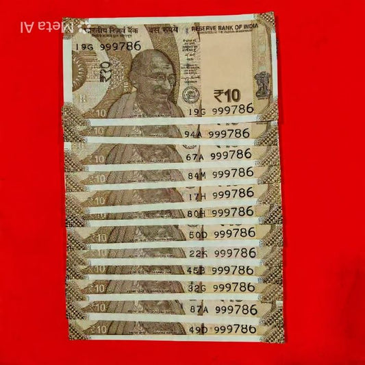 Rs 10 Notes Fancy Serial 999786 Ending Holy Bismillah No. Each Note Price - Collection Bazzar