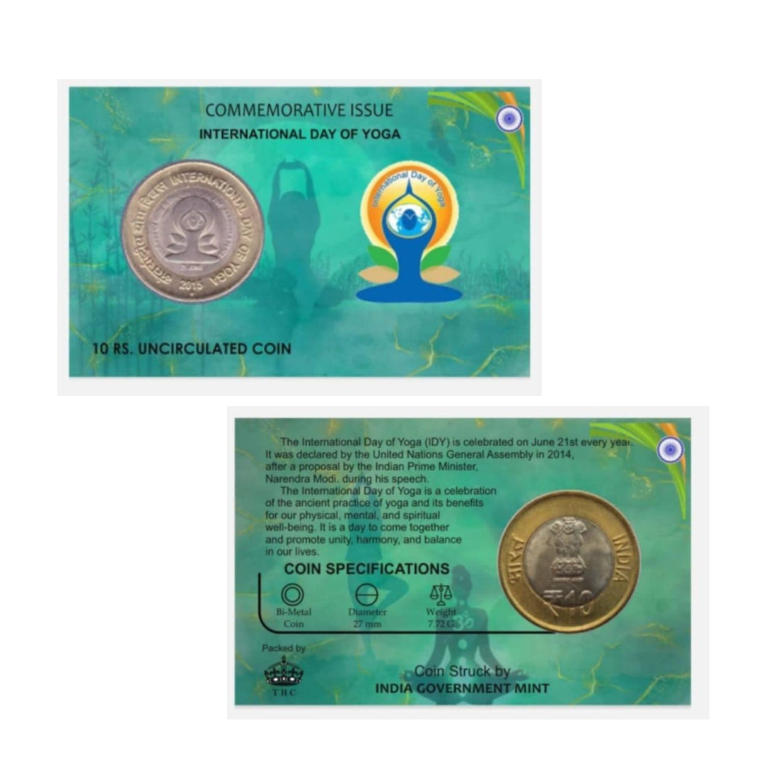 Rs 10 Coin International Day Of Yoga Gem UNC Condition With Beautiful Coin Card
