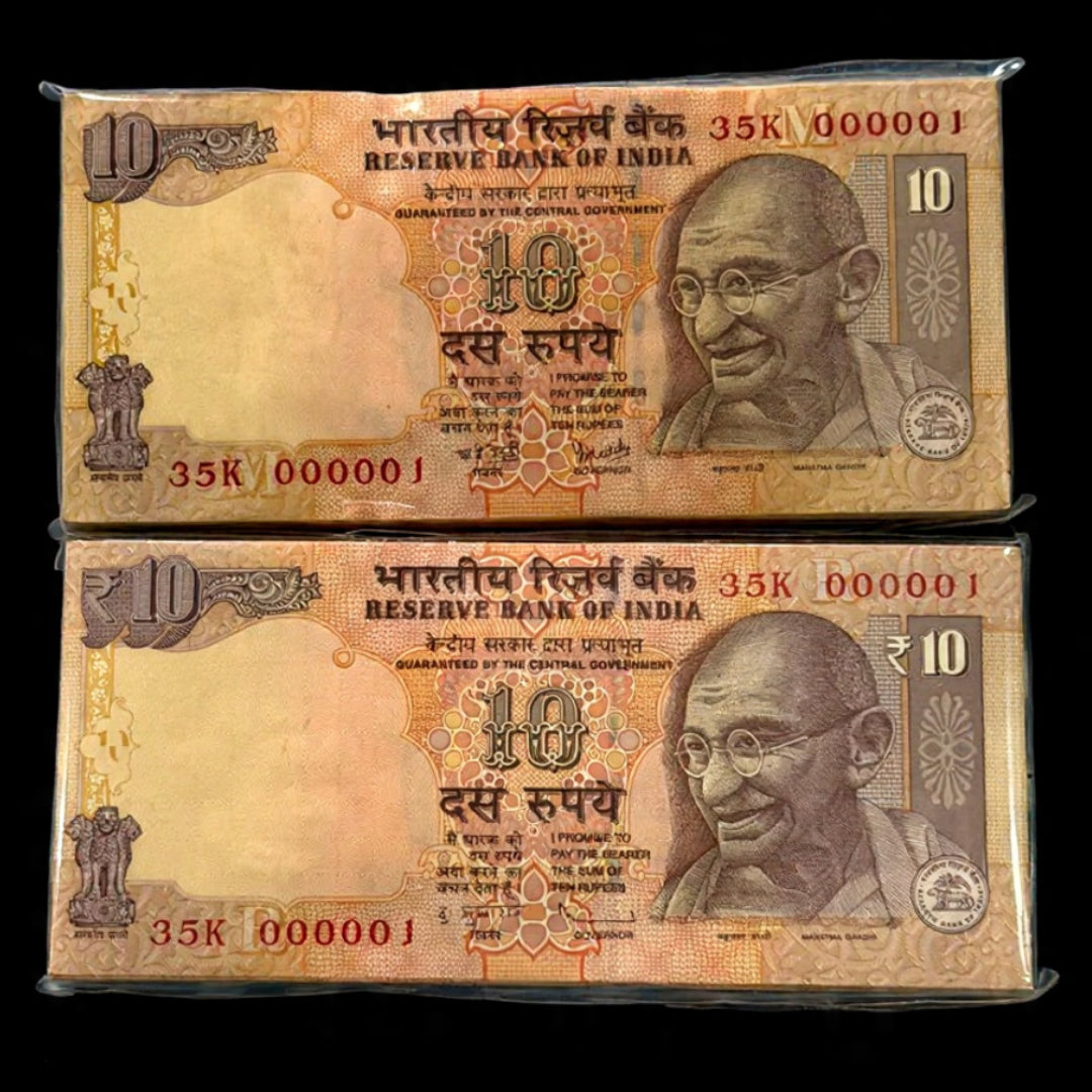 Rs 10 Lower Number 000001 000100 Same Prefix 35 R Pair Packets - Collection Bazzar