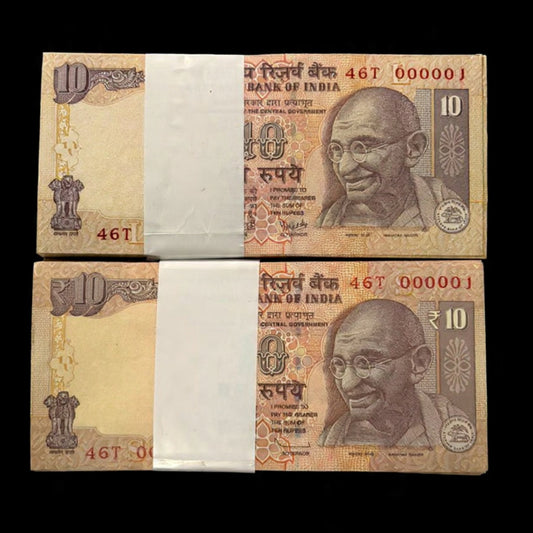 Rs 10 Lower Number 000001 00100 Same Prefix 46 T Pair Packets Rare - Collection Bazzar