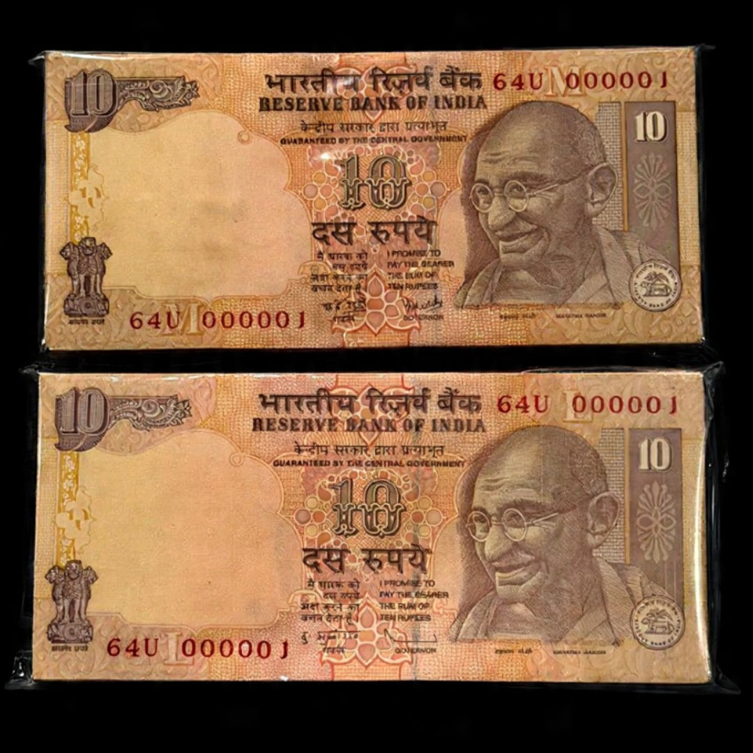 Rs 10 Lower Number 000001 Same Prefix 64 U Pair Packets Rare - Collection Bazzar