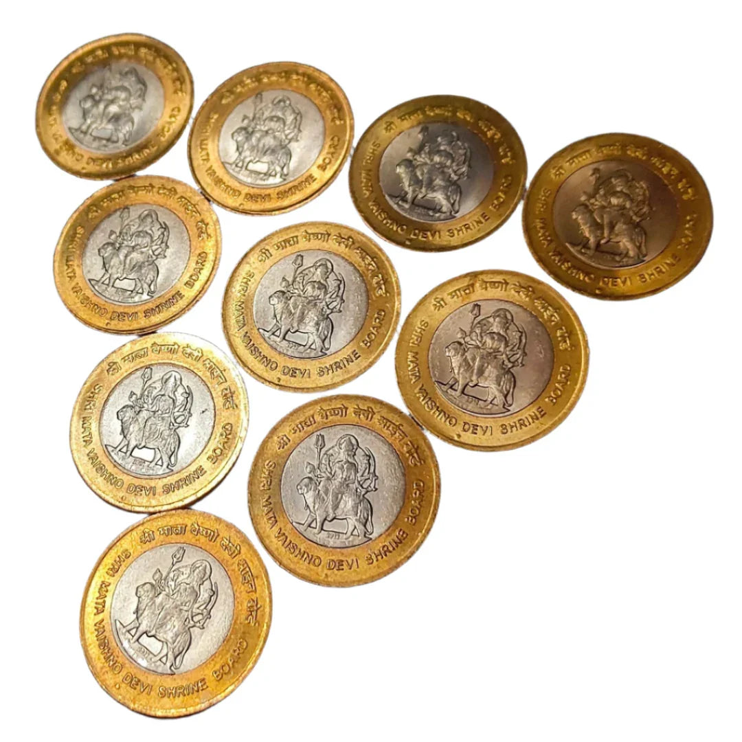 Set of 10 Indian 10 rupees Mata Vaishno Devi commemorative bi-metal coins