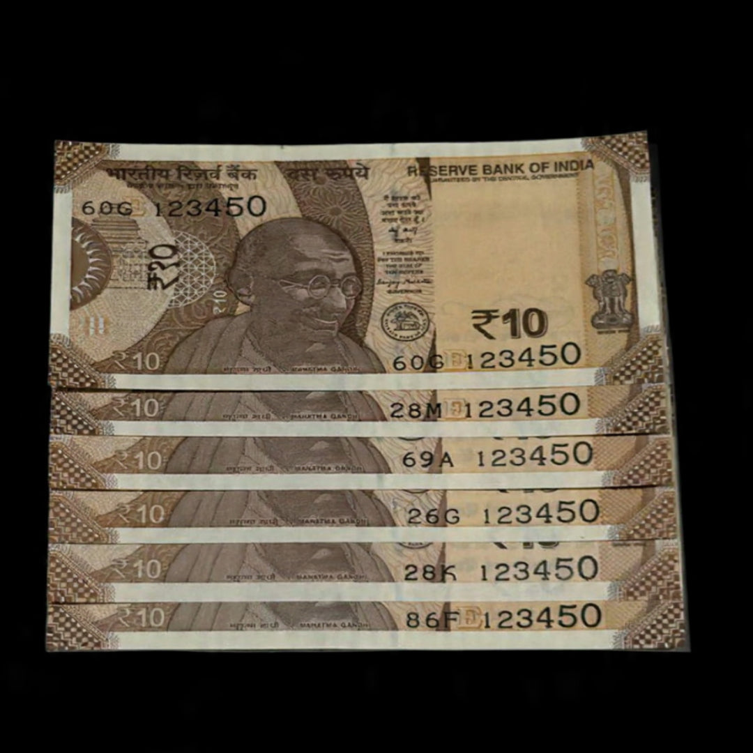 Rs 10 Note 123450 Fancy Serial Each Note Price - Collection Bazzar
