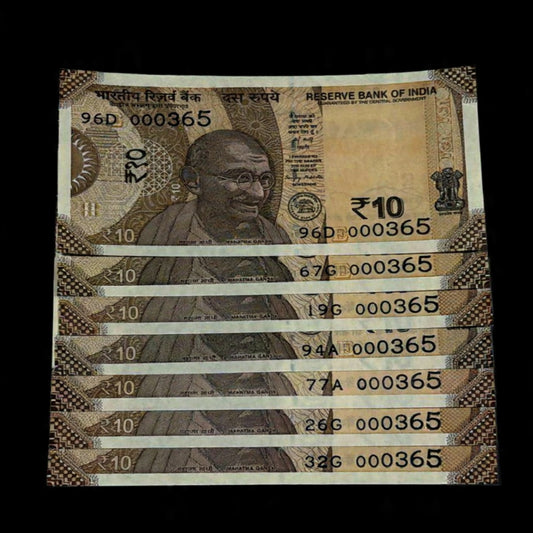 Rs 10 Note 365 Days of the Year UltraLow 000365 Each note Price - Collection Bazzar