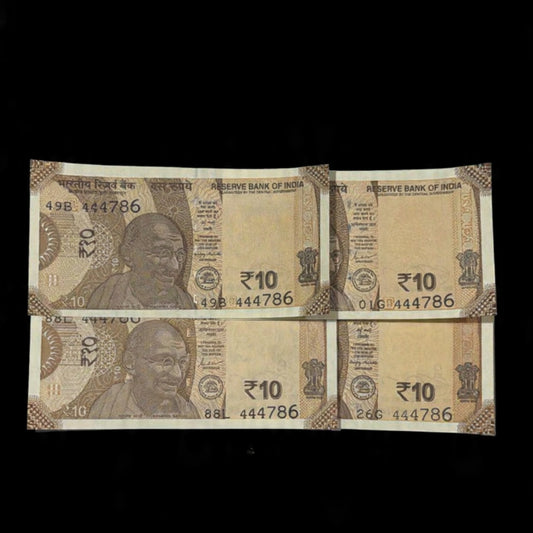 Rs 10 Note 444786 Fancy Triple 444786 Ending - Collection Bazzar