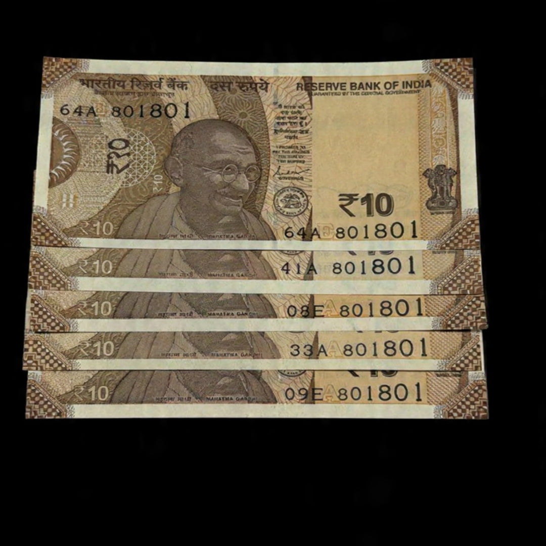 Rs 10 Note 801801 Reverse 108108 Fancy Holy Set of 5 - Collection Bazzar