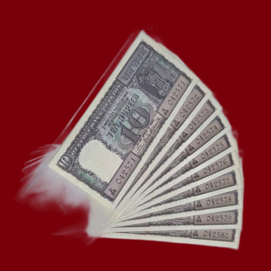 Rs 10 Note Diamond Issue Black 042571 - 042580 Set of 10 | Rare Collectible - Collection Bazzar