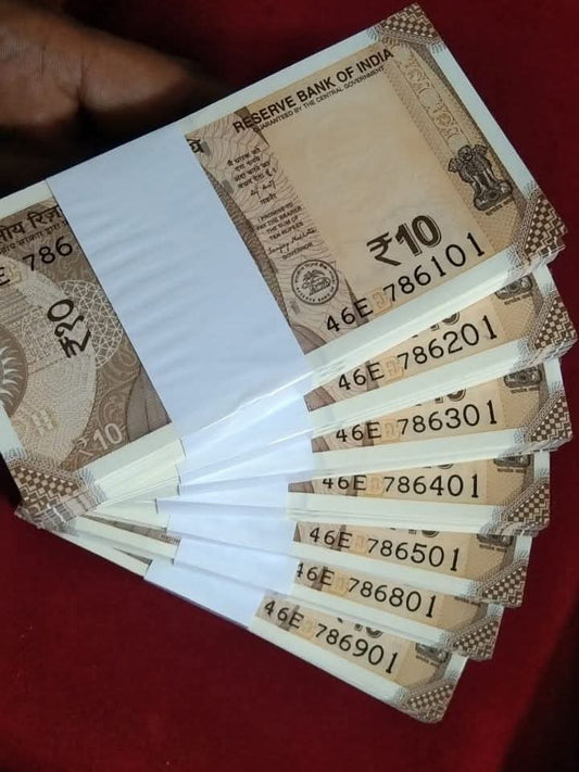 Rs 10 note starting 786 sirial 100 pis each pkt 2025 year rare - Collection Bazzar
