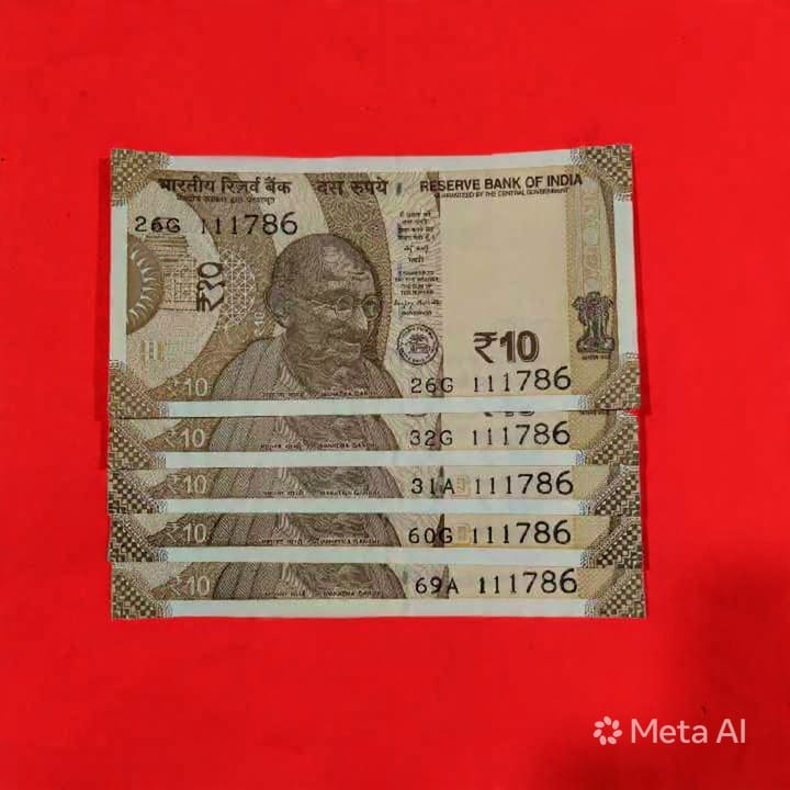Rs 10 Notes Fancy Serial 111786 Ending Holy Bismillah No. Each Note Price - Collection Bazzar