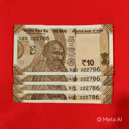 Rs 10 Notes Fancy Serial 222786 Ending Holy Bismillah No. Each Note Price - Collection Bazzar
