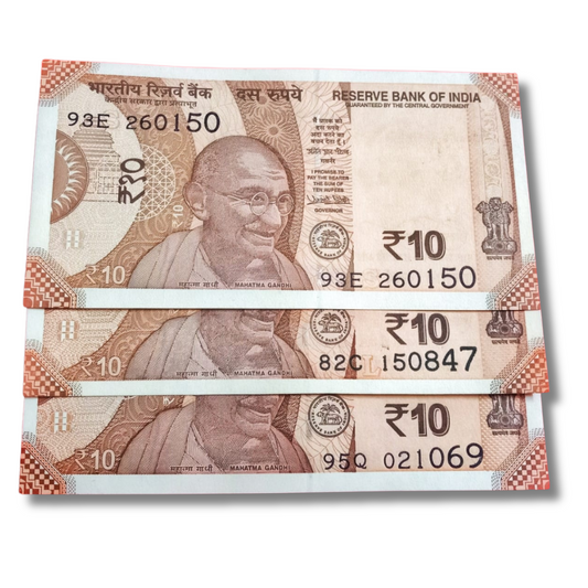 Rs.10 Notes Set – Patriotic Dates of India  260150, 150847, 021069 rare - Collection Bazzar