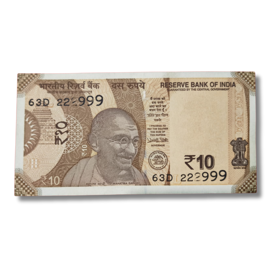 ₹10 Rare Error Note – 222999 with Missing 3rd Digit | Shaktikanta Das - Collection Bazzar