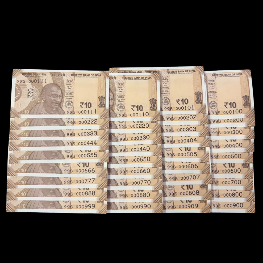 Rs 10 Set of 36 Notes Starting Lower Number (3 Sets Collection) Rare - Collection Bazzar