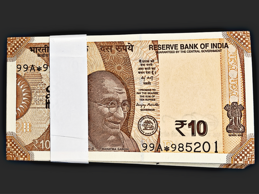 Rare Star Serial 10 Note 100 note Packet 2025 | 985201 RBI Star Note | Indian Currency" - Collection Bazzar
