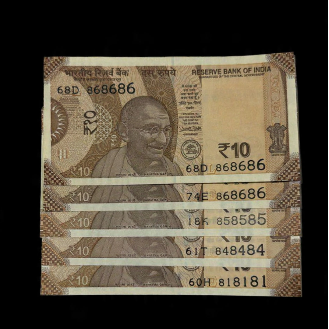 Rs 10 Tripling Number 5 Notes Set Type 868686 - Collection Bazzar