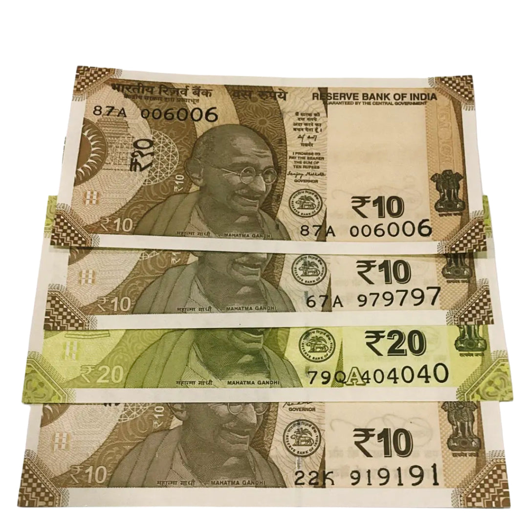 Trippling and Doubling Number mix lot in Rs 10 and Rs 20 Excellent for collection - Collection Bazzar