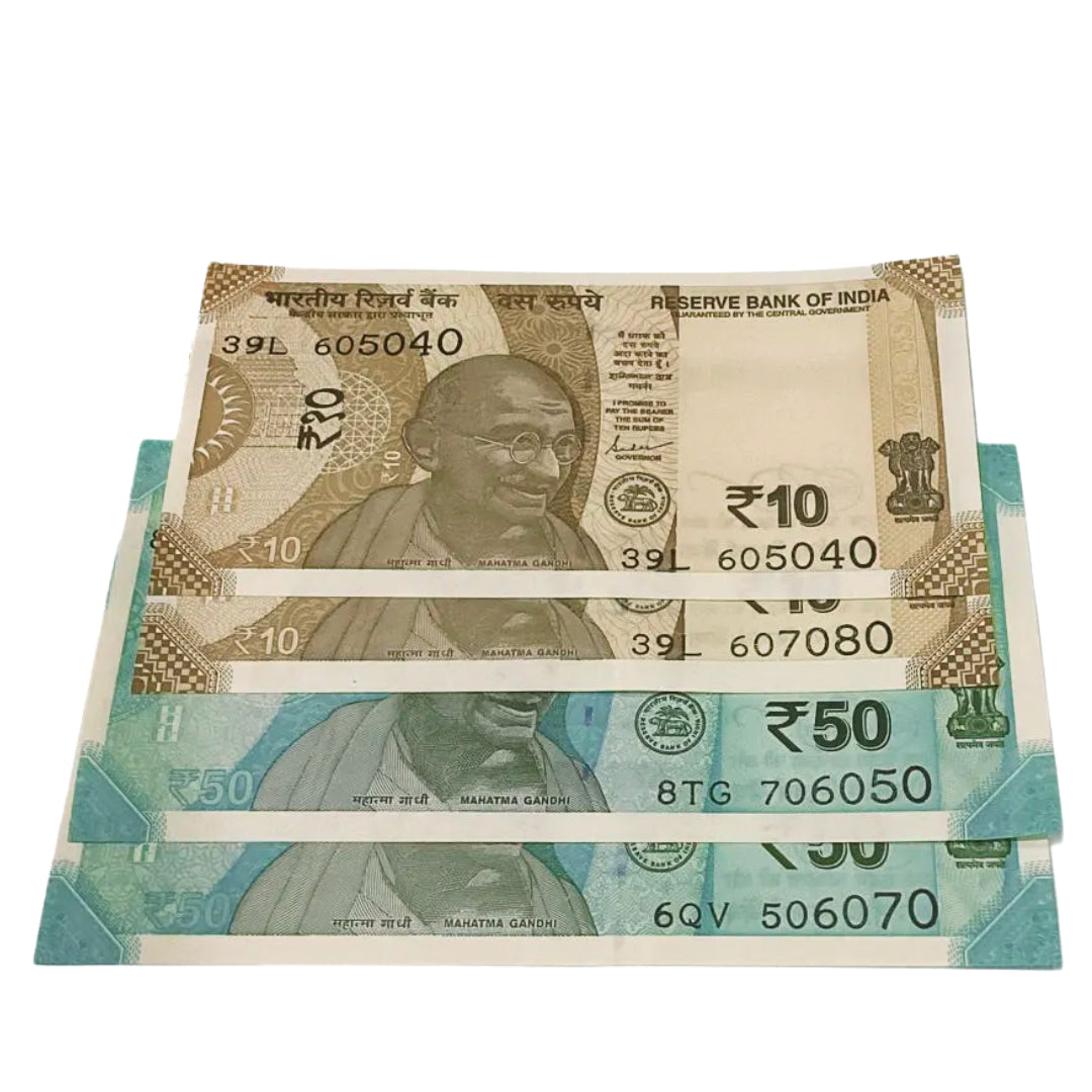 Step ladder number in Rs 10 and Rs 50 4 notes lot colletible item - Collection Bazzar