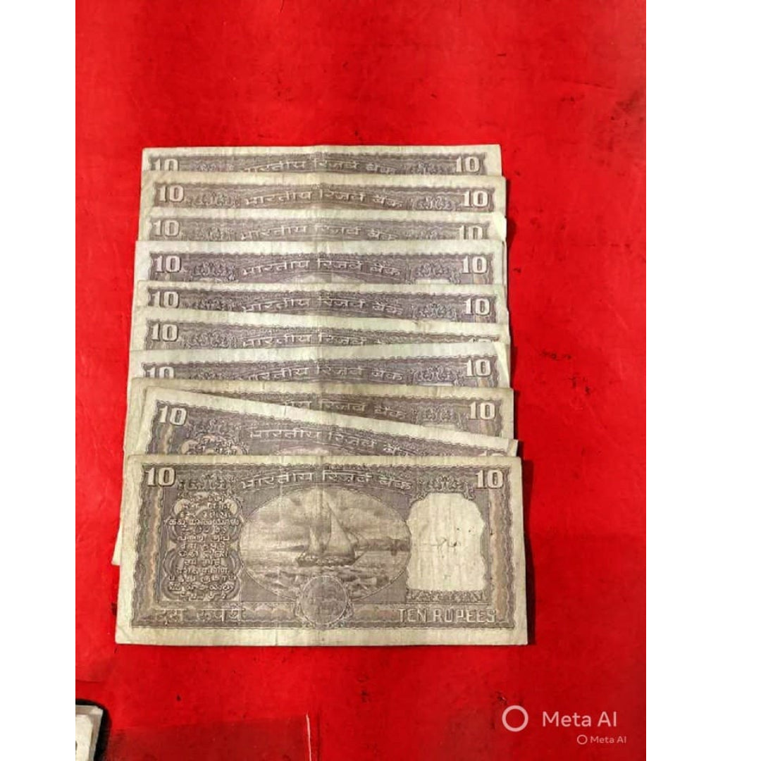 Rs 10 black boat each note 500 amitabh ghosh governor note lot rare - Collection Bazzar