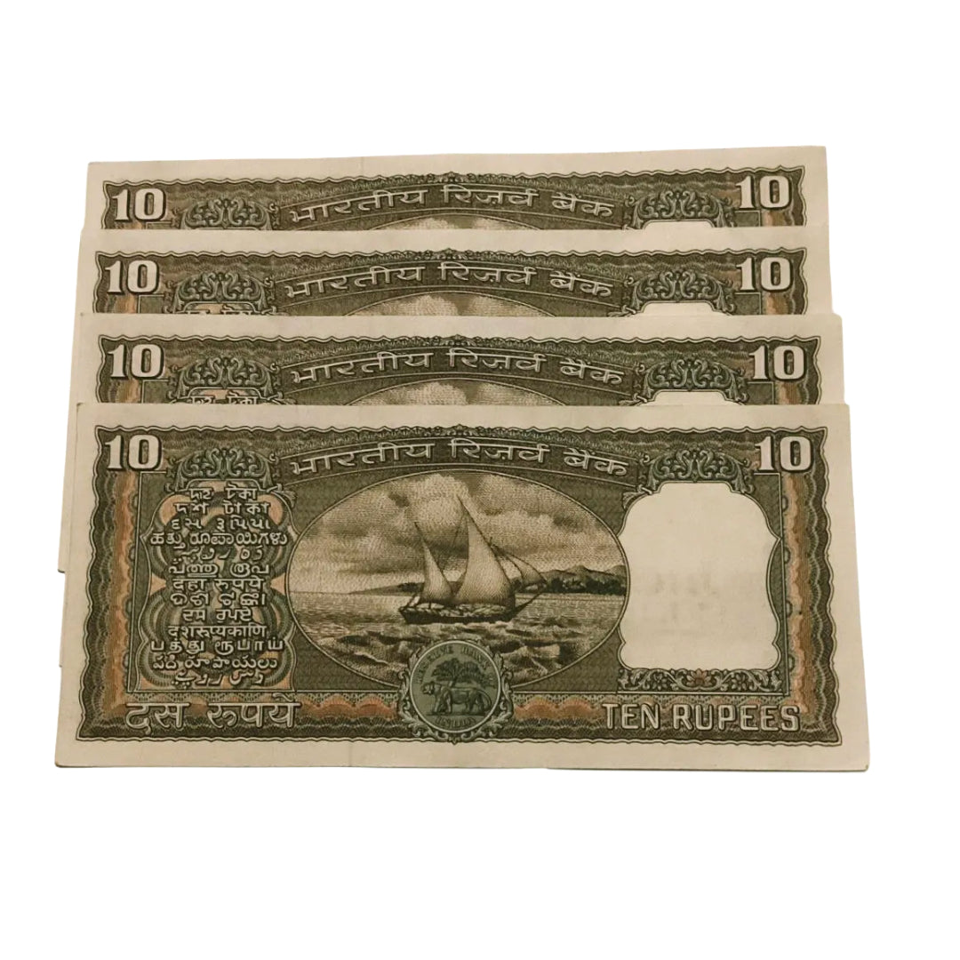 Rs 10 black boat starting 996 with one note reverse 786 gov k r puri rare collectible - Collection Bazzar