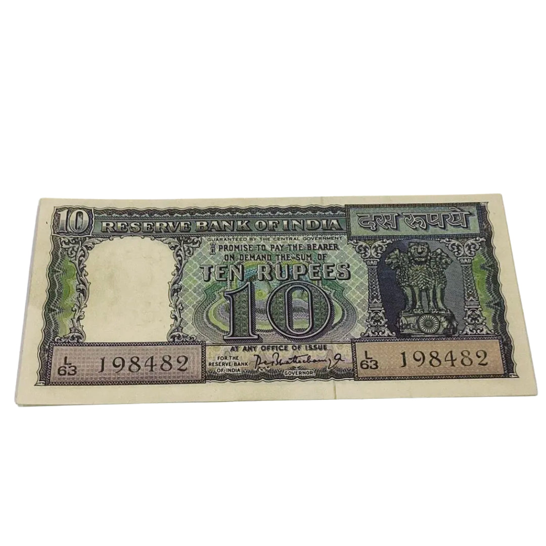 Rs 10 diamond issue 198482 governor p c bhattacharya  rare collectible - Collection Bazzar