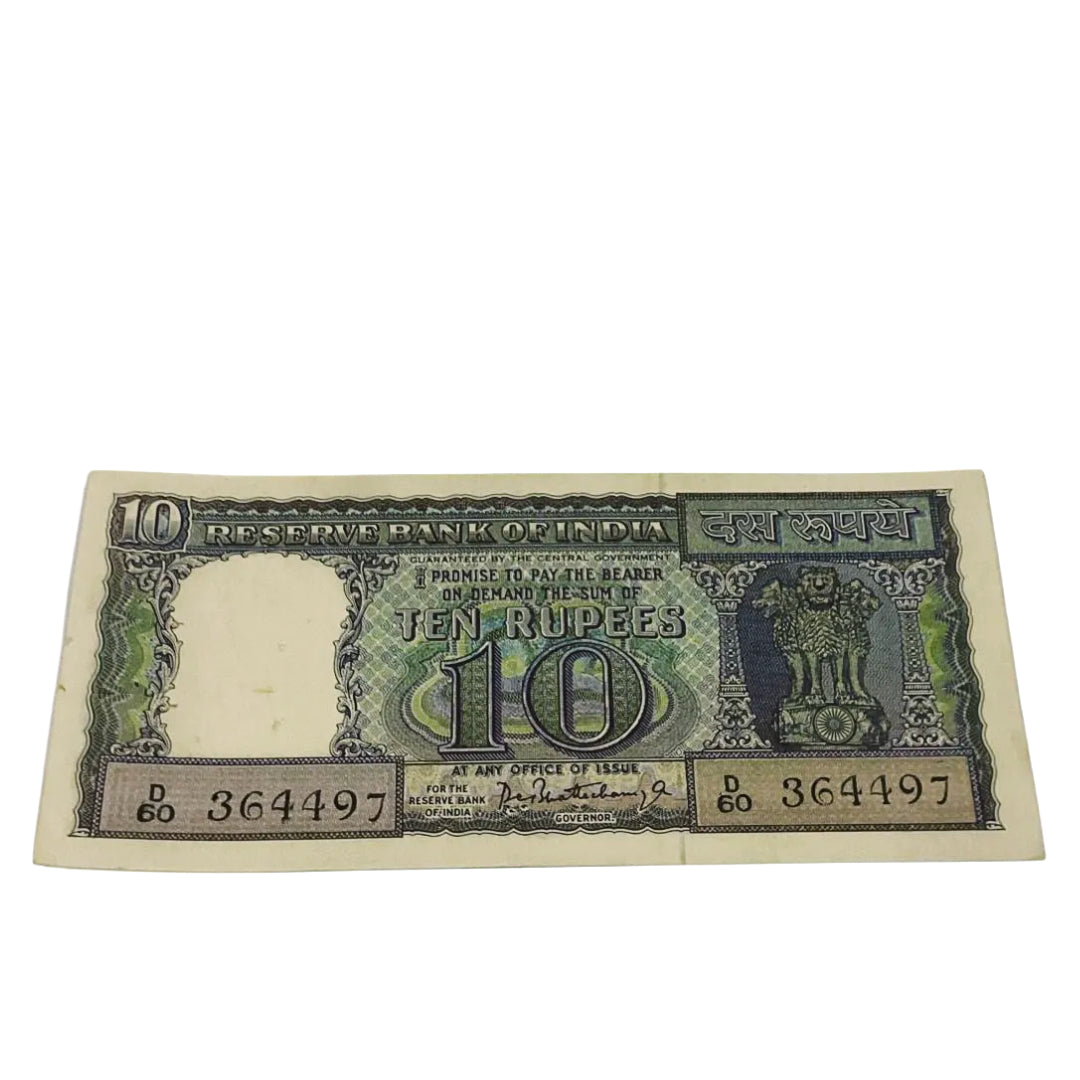 Rs 10 diamond note 364497 governor p c bhattacharya rare collectible - Collection Bazzar