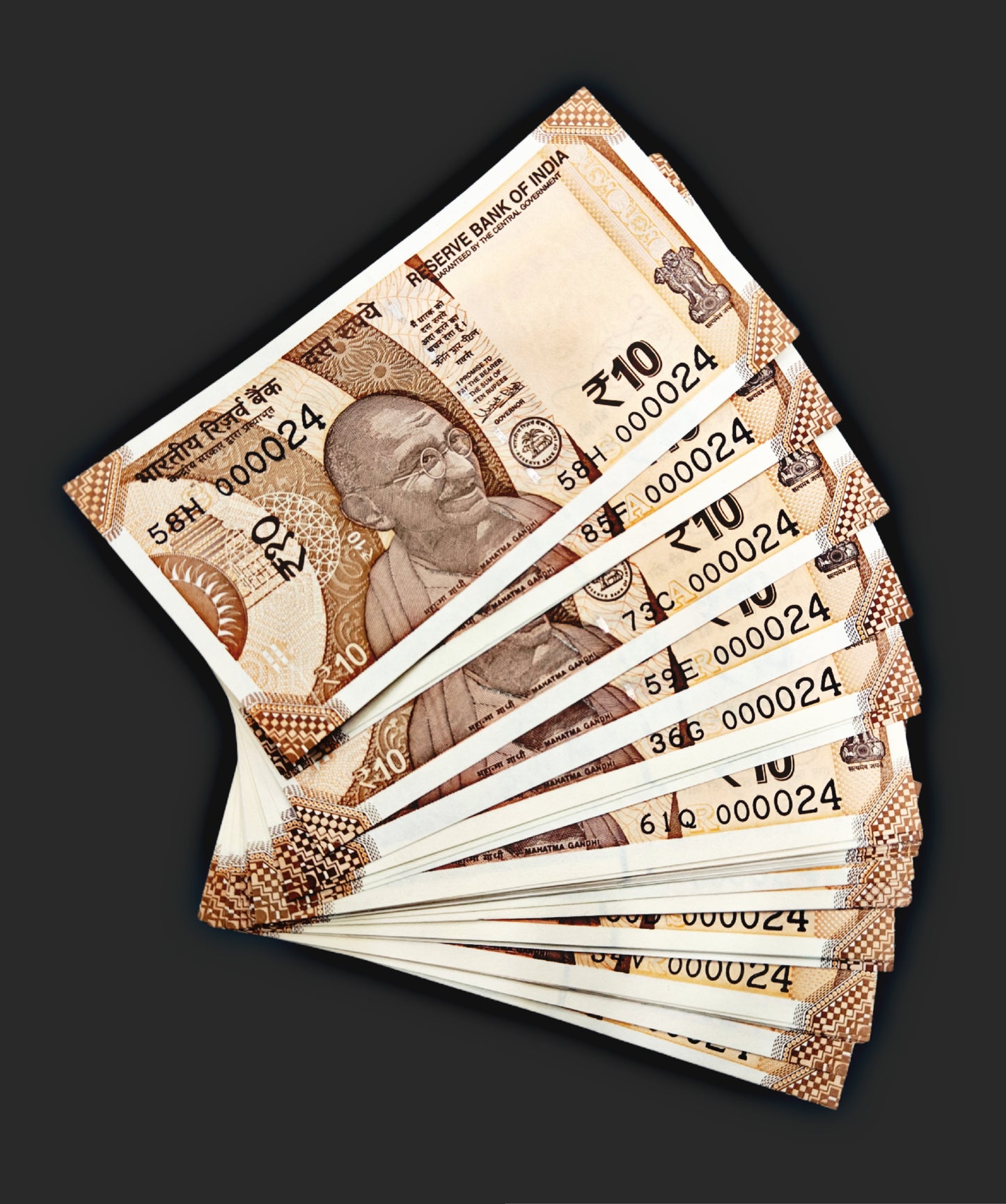Rs 10 lower number 000024 each note price 150 rare - Collection Bazzar