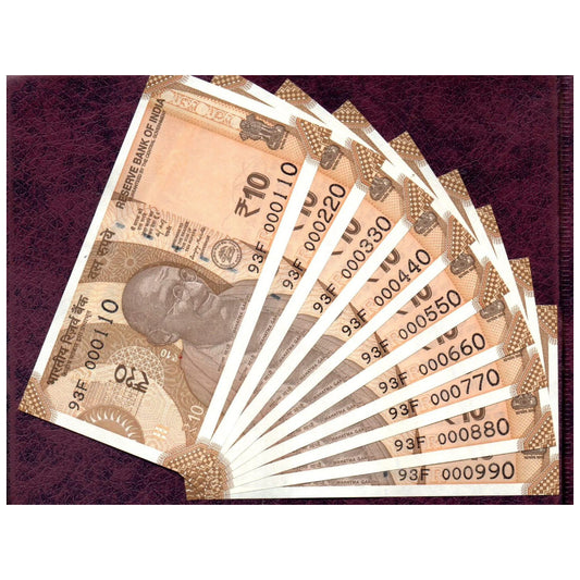 Rs 10 lower number fancy set 000110-000990 - Collection Bazzar