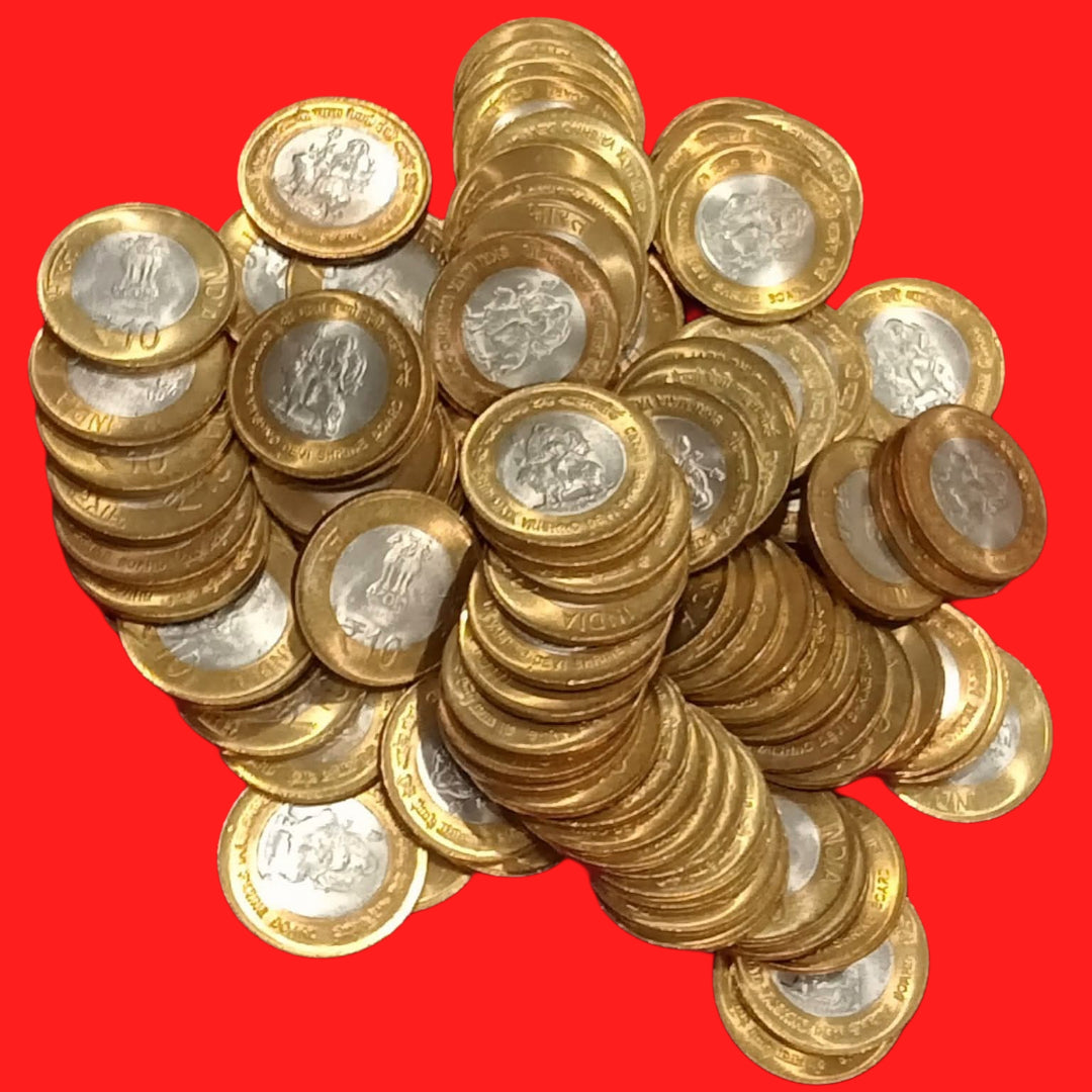 Rs 10 mata vaisno devi 100 coin pouch rare collectible - Collection Bazzar