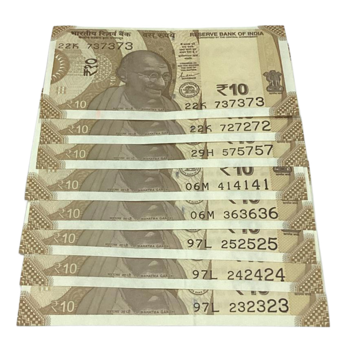Rs 10 new Trippling number 8 notes Lot excellent for collection - Collection Bazzar