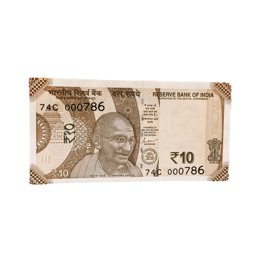 Rs 10 note 000786 holy bismillah number governor shaktikant das rare collectible - Collection Bazzar
