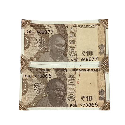 Rs 10 note 668877 and 778866  double 786 holy bismillah number governor shaktikantdas rare collectible - Collection Bazzar