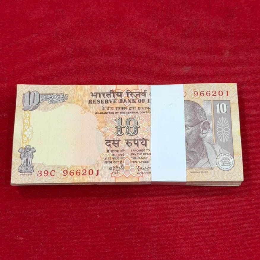 Rs 10 note packet 966201 governor y v reddy rare collectible - Collection Bazzar