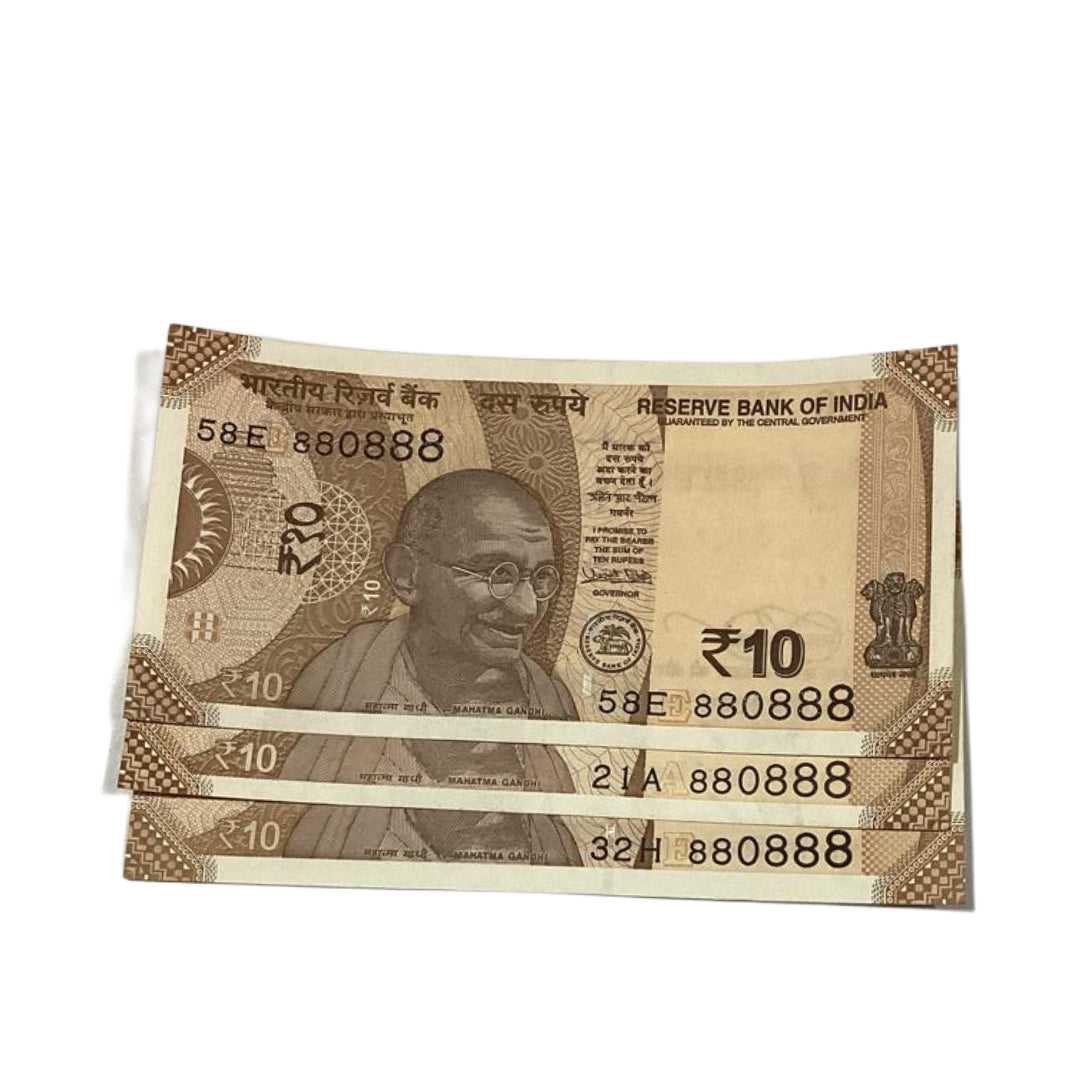 Rs 10 notes 0 missing all 880888 number governor urjit patel rare collectible - Collection Bazzar