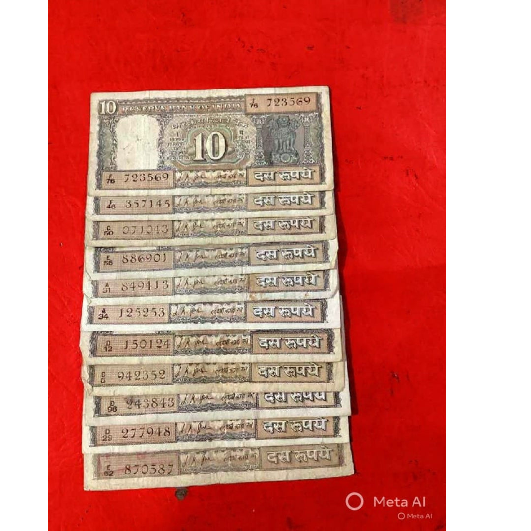 Rs 10 notes lot11 pis back side gandhi ji governor L K jha - Collection Bazzar