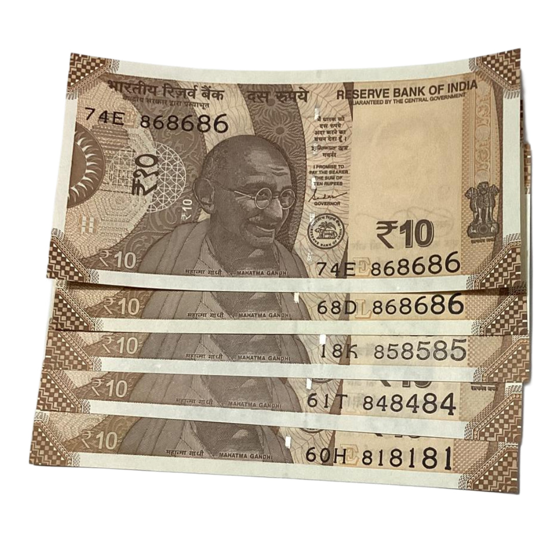 Rs 10 notes tripling numbers 868686 governor shaktikant das rare collectible - Collection Bazzar