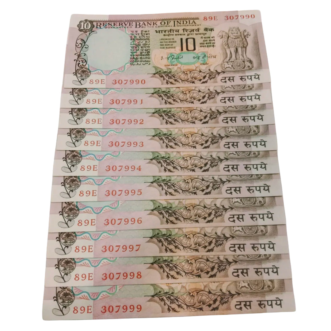 Rs 10 old Peacock Issue IG Patel rare governor 10 notes lot - Collection Bazzar
