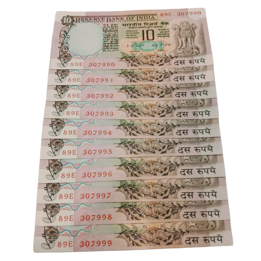 Rs 10 old Peacock Issue IG Patel rare governor 10 notes lot - Collection Bazzar