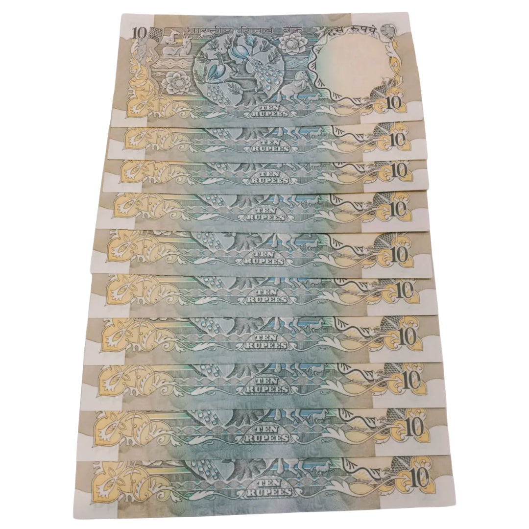 Rs 10 old Peacock Issue IG Patel rare governor 10 notes lot - Collection Bazzar