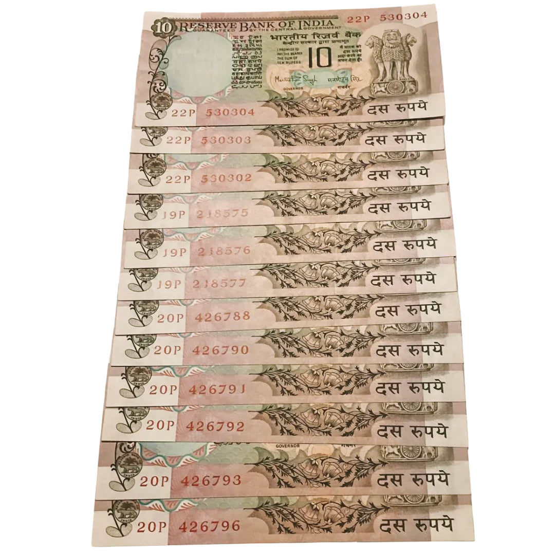 Rs 10 old Peacock Issue Rare Governor MM SINGH notes Each note for 250 - Collection Bazzar