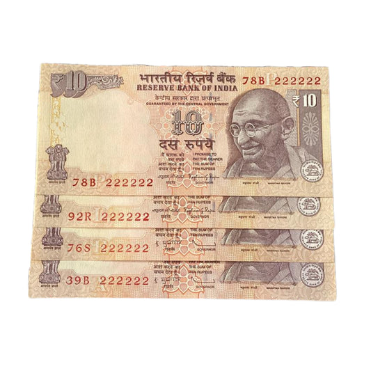 Rs 10 old note all 222222 solid number each note price rare collectible - Collection Bazzar
